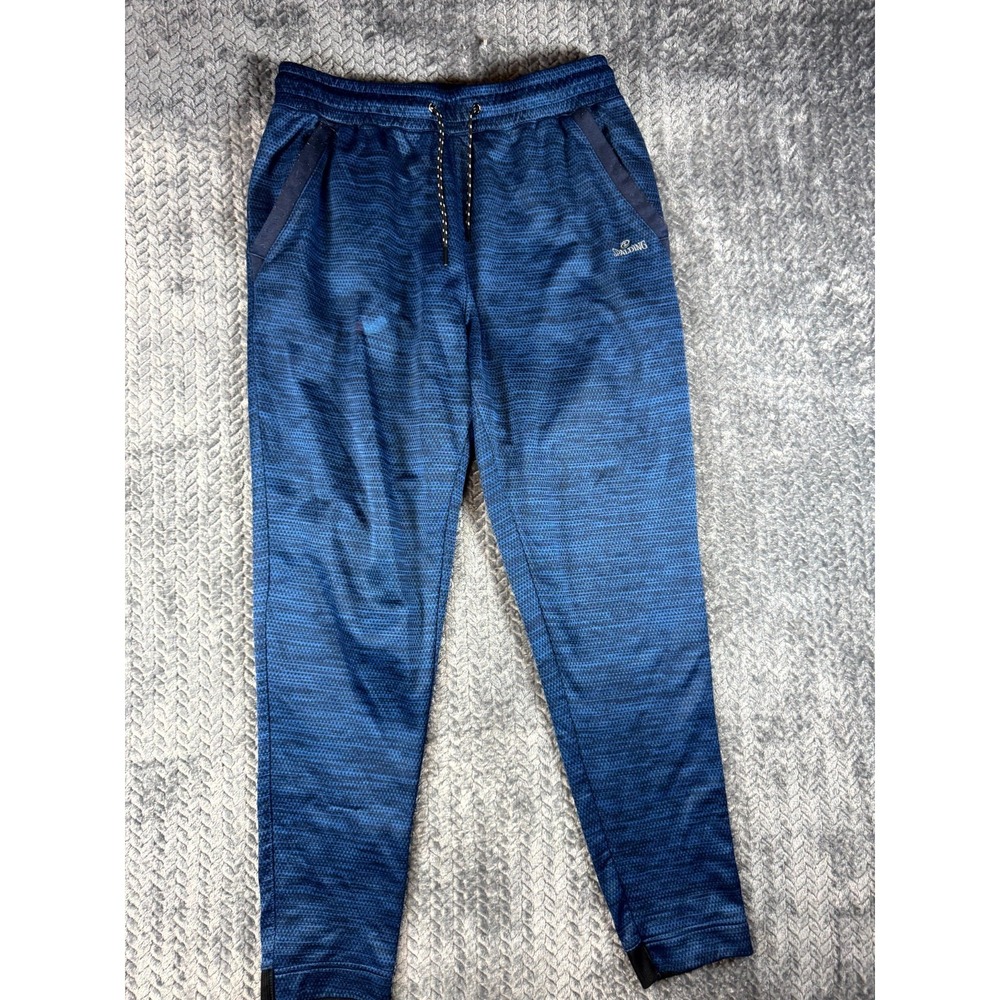Spalding True To The Game Sweatpants Mens Large Blue Geometric Warm Straight Leg